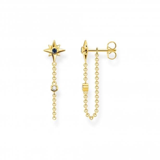 Sterling Silver Gold Plated Magic Stars Chain Earrings H2208-971-7