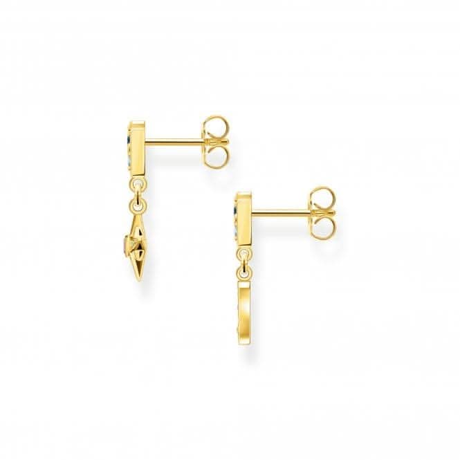 Sterling Silver Gold Plated Magic Stars Crescent Moon/Star Earrings H2207-959-7