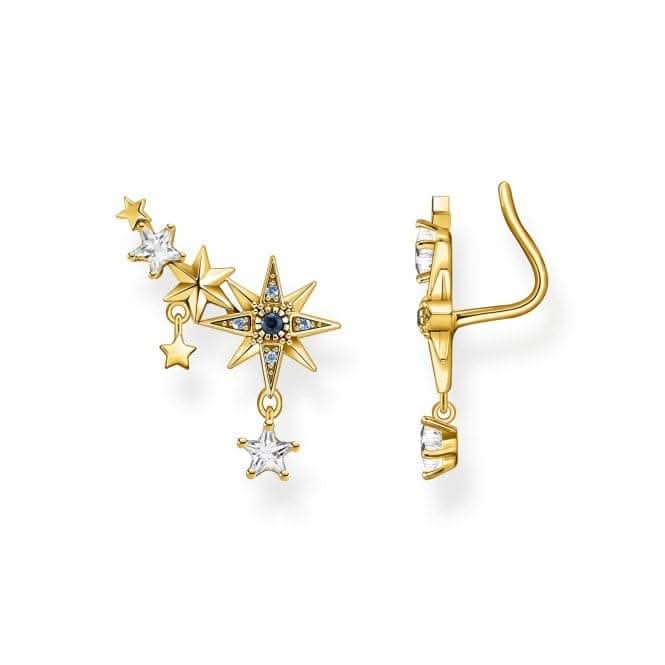 Sterling Silver Gold Plated Magic Stars Ear Climbers H2223-959-7