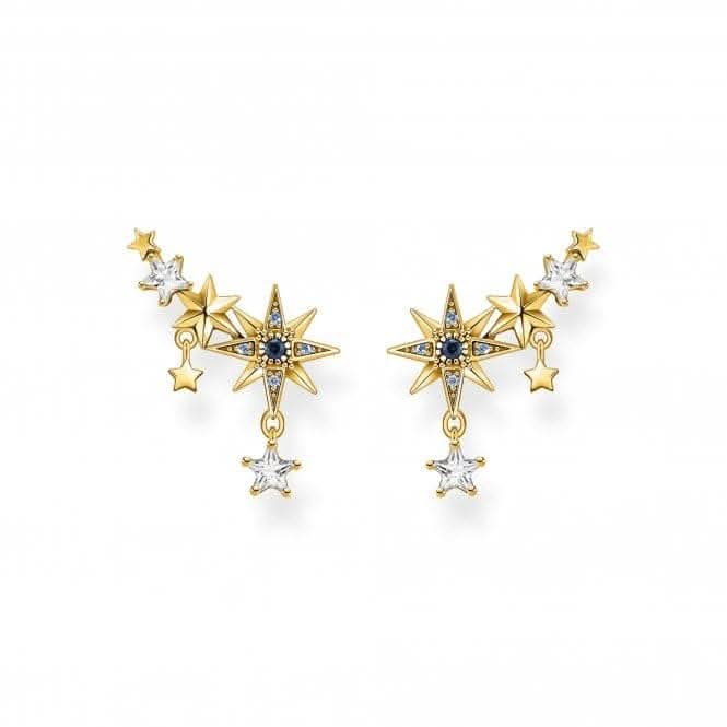 Sterling Silver Gold Plated Magic Stars Ear Climbers H2223-959-7