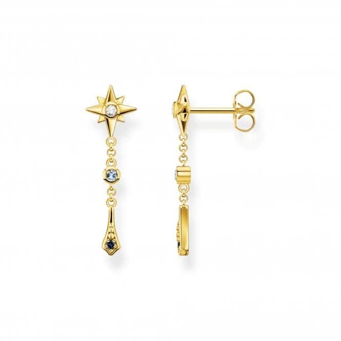 Sterling Silver Gold Plated Magic Stars Elegant Drop Earrings H2209-959-7