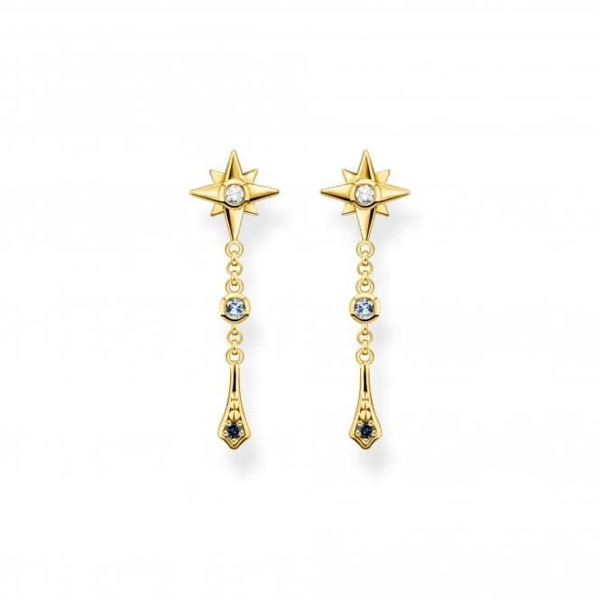Sterling Silver Gold Plated Magic Stars Elegant Drop Earrings H2209-959-7