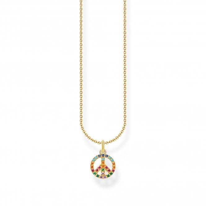 Sterling Silver Gold Plated Multicoloured Peace Necklace KE2175 - 488 - 7 - L45VThomas Sabo Charm Club CharmingKE2175 - 488 - 7