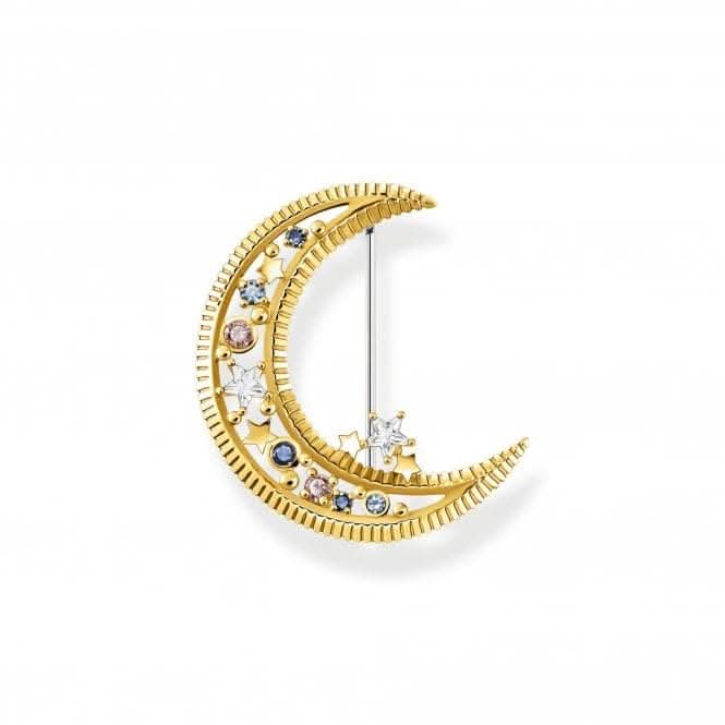 Sterling Silver Gold Plated Multicoloured Stones Crescent Moon Brooch X0283 - 959 - 7Thomas Sabo Sterling SilverX0283 - 959 - 7