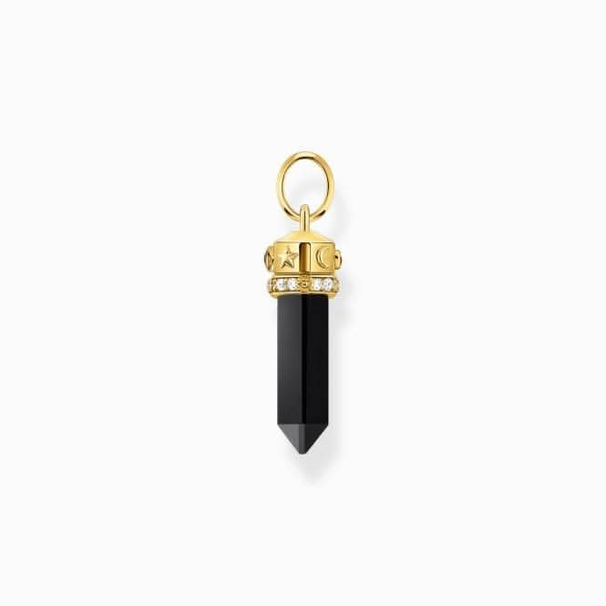 Sterling Silver Gold Plated Onyx Hexagon Shape Pendant PE955-177-11