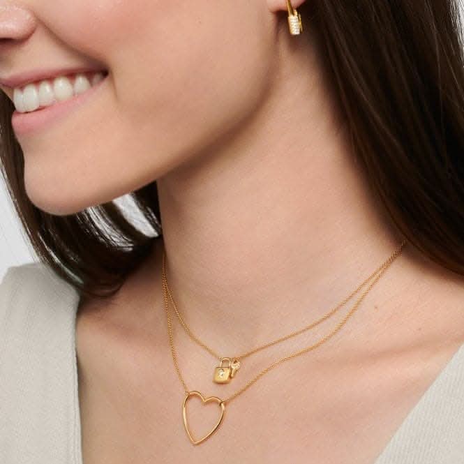 Sterling Silver Gold Plated Padlock Necklace KE2122-414-14-L45V