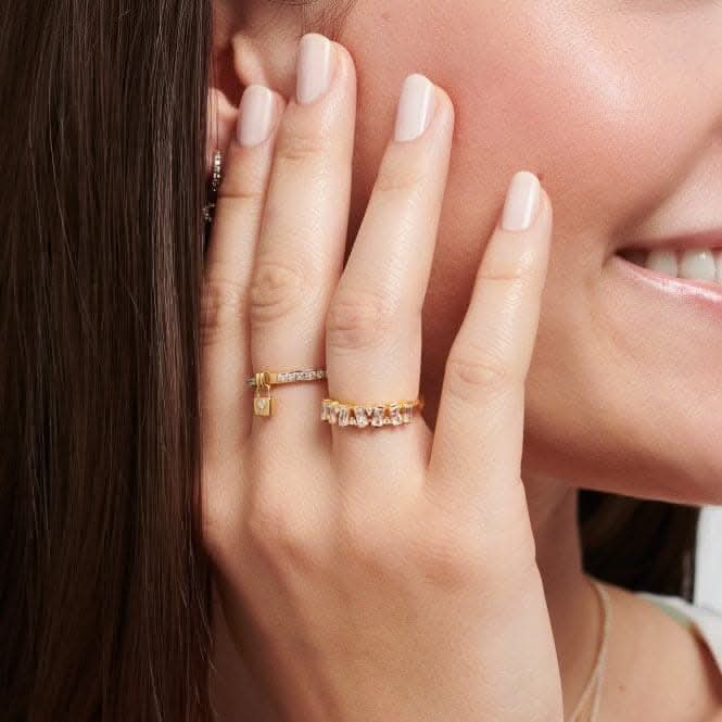 Sterling Silver Gold Plated Padlock Ring TR2371-414-14