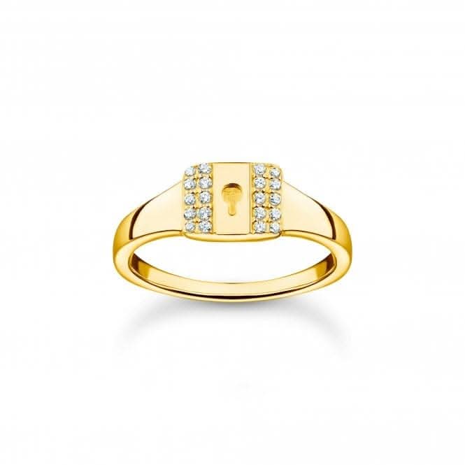 Sterling Silver Gold Plated Padlock Ring TR2372-414-14