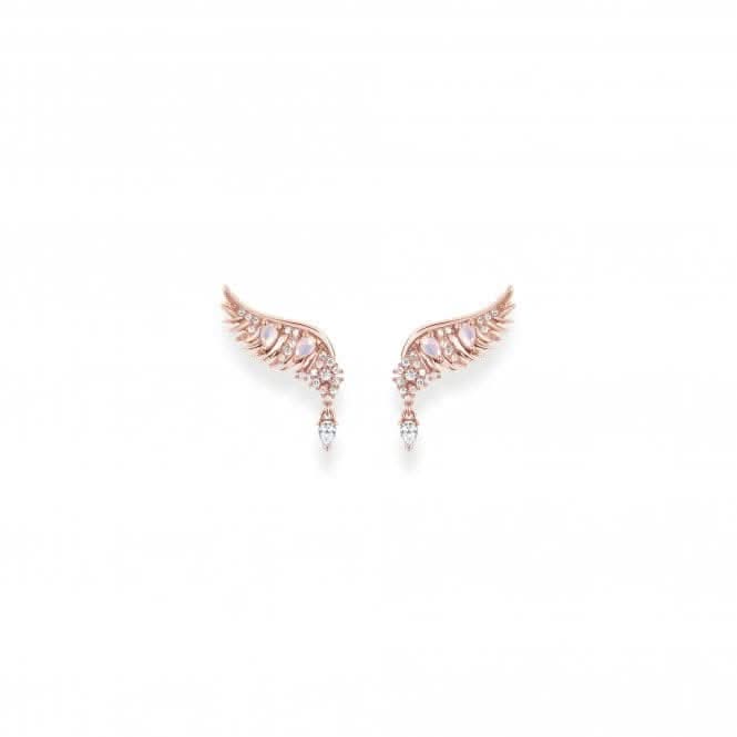 Sterling Silver Gold Plated Pink Stones Phoenix Wing Earrings H2247 - 323 - 9Thomas Sabo Sterling SilverH2247 - 323 - 9