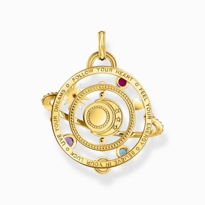 Sterling Silver Gold Plated Planetary Ring With Stones Pendant PE953-776-7