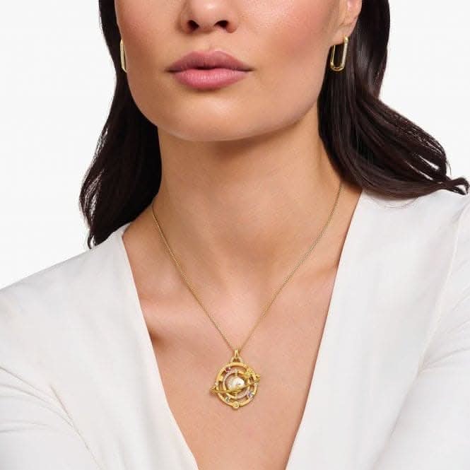 Sterling Silver Gold Plated Planetary Ring With Stones Pendant PE953 - 776 - 7Thomas Sabo Sterling SilverPE953 - 776 - 7
