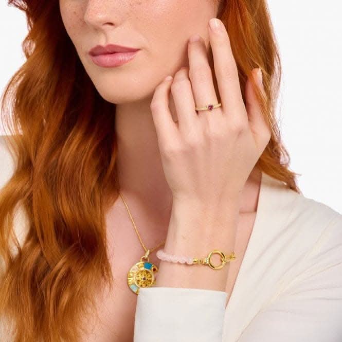 Sterling Silver Gold Plated Red Zirconia Heart Shaped Solitaire Ring TR2448-995-10