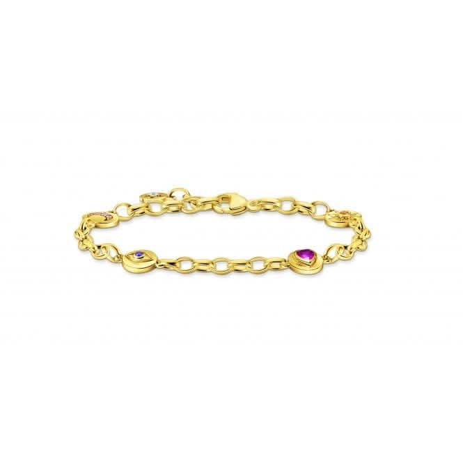 Sterling Silver Gold Plated Round Elements Stones Bracelet A2138-995-7-L19V
