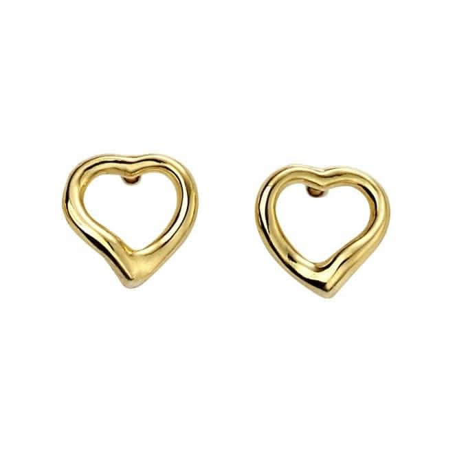 Sterling Silver Gold Plated Sml Open Heart Stud Earrings E5860
