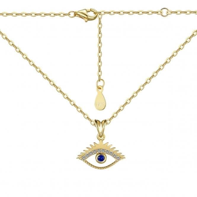 Sterling Silver Gold Plated Sparkling Zirconia Evil Eye Necklace ERLN042Ellie Rose LondonERLN042
