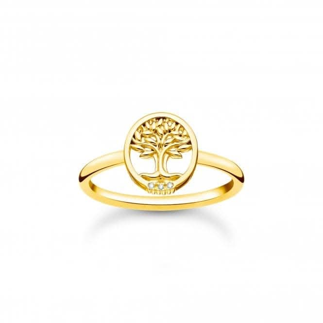 Sterling Silver Gold Plated Tree Of Love Ring TR2375-414-14