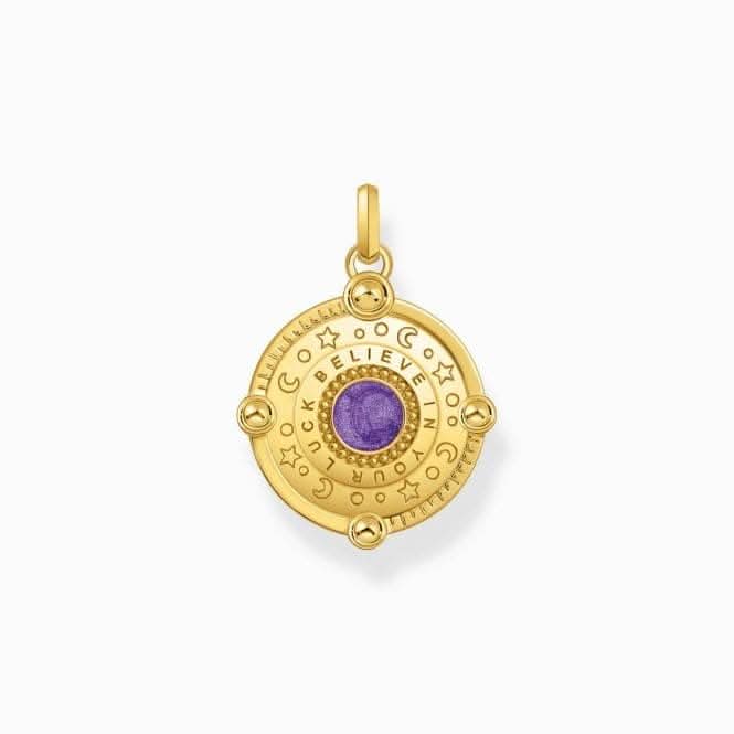 Sterling Silver Gold Plated Violet Enamel With Colourful Stones Pendant PE956-565-13