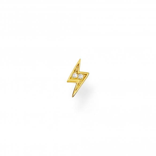 Sterling Silver Gold Plated White Lightening Single Ear Stud H2217-414-14