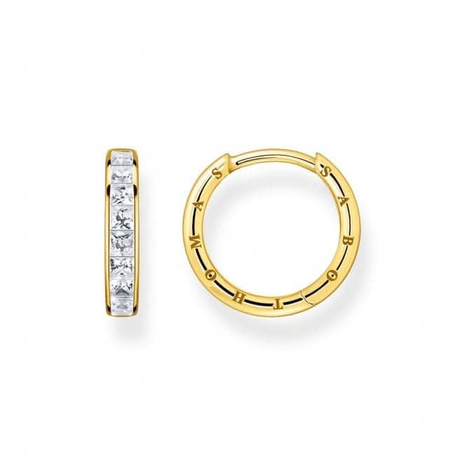 Sterling Silver Gold Plated White Pavé Stones Earrings CR668 - 414 - 14Thomas Sabo Sterling SilverCR668 - 414 - 14