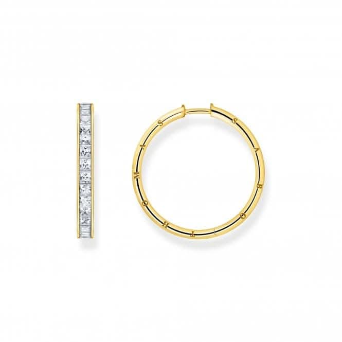 Sterling Silver Gold Plated White Pavé Stones Earrings CR671 - 414 - 14Thomas Sabo Sterling SilverCR671 - 414 - 14