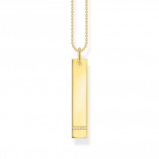 Sterling Silver Gold Plated White Tag Necklace KE2134-414-14-L50V