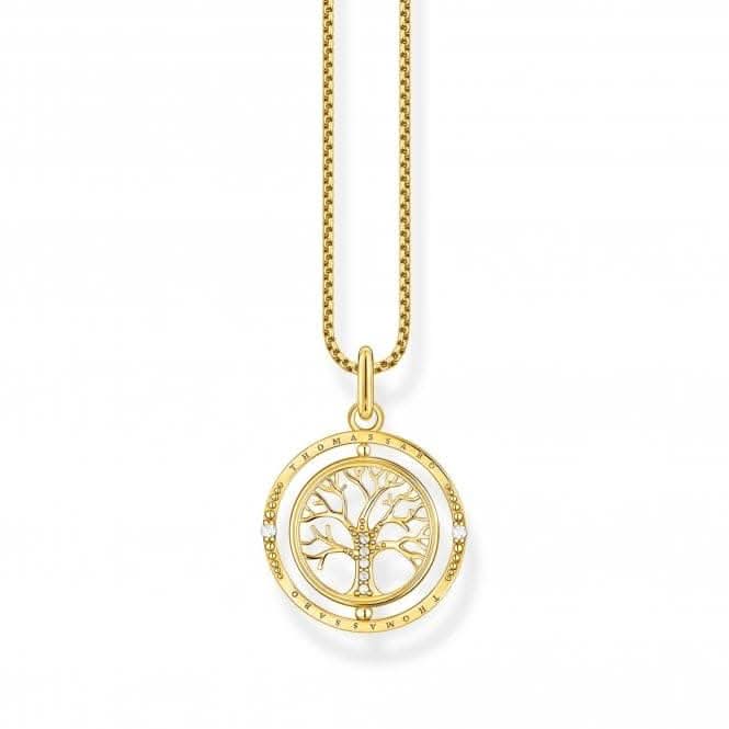 Sterling Silver Gold Plated White Tree Of Love Necklace KE2148-414-14-L45V