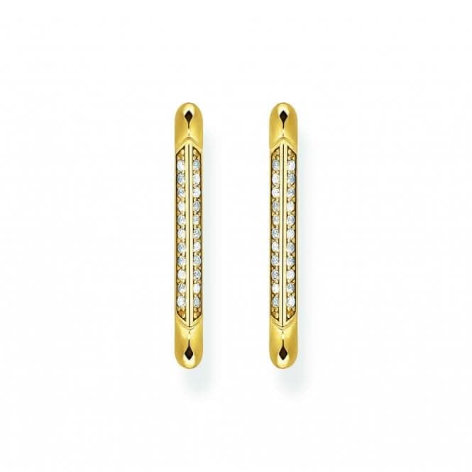 Sterling Silver Gold Plated White Zirconia Hoop Earrings CR674-414-14