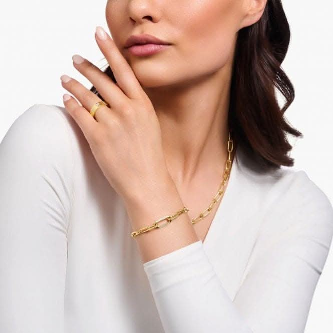 Sterling Silver Gold Plated White Zirconia Links Bracelet A2032 - 414 - 14 - L19VThomas Sabo Sterling SilverA2032 - 414 - 14