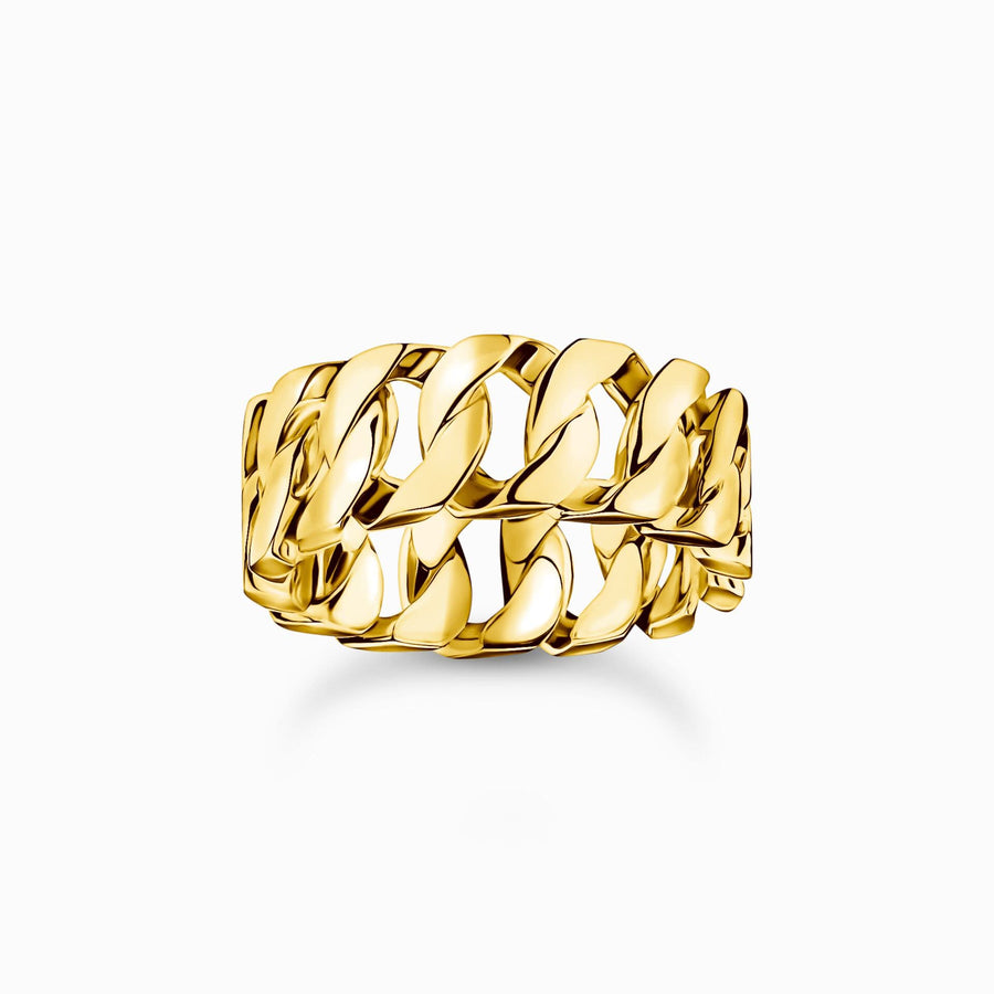 Sterling Silver Gold Plated Wide Chain Link Ring TR2497-413-39