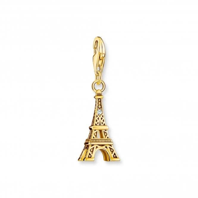 Sterling Silver Gold Plated Zirconia Eiffel Tower Charm 2075-414-39