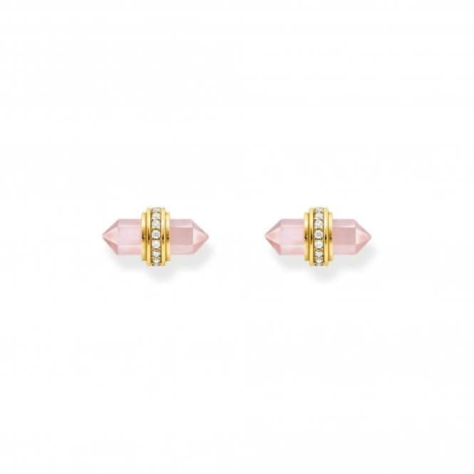Sterling Silver Gold Plated Zirconia Hexagonal Rose Quartz Earrings H2281 - 414 - 9Thomas Sabo Sterling SilverH2281 - 414 - 9