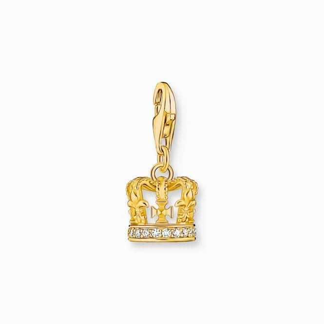 Sterling Silver Gold Plated Zirconia LONDON Crown Charm 2123-414-39