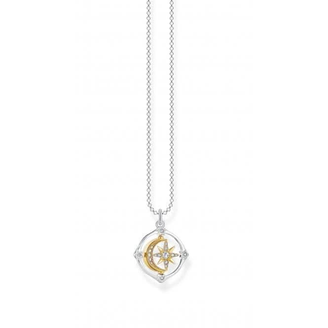 Sterling Silver Gold Plated Zirconia Moon & Star Necklace KE1966 - 414 - 7 - L42VThomas Sabo Sterling SilverKE1966 - 414 - 7 - L42V