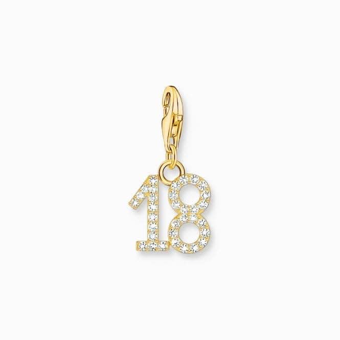 Sterling Silver Gold Plated Zirconia Number 18 Charm 2139-414-39