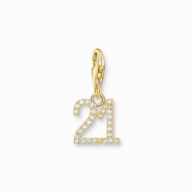 Sterling Silver Gold Plated Zirconia Number 21 Charm 2140-414-39