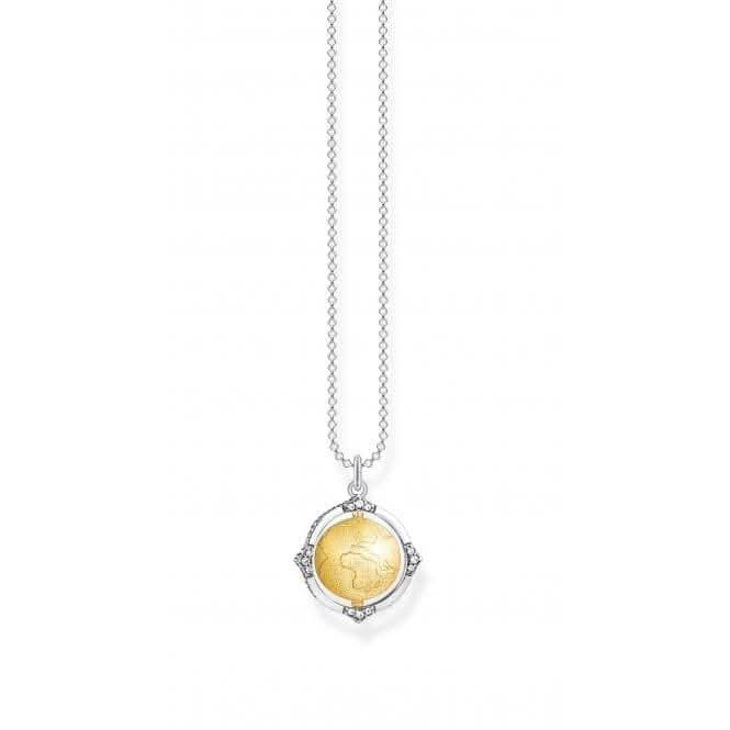 Sterling Silver Gold Plated Zirconia Vintage Globe Necklace KE1965 - 849 - 39 - L42VThomas Sabo Sterling SilverKE1965 - 849 - 39 - L42V