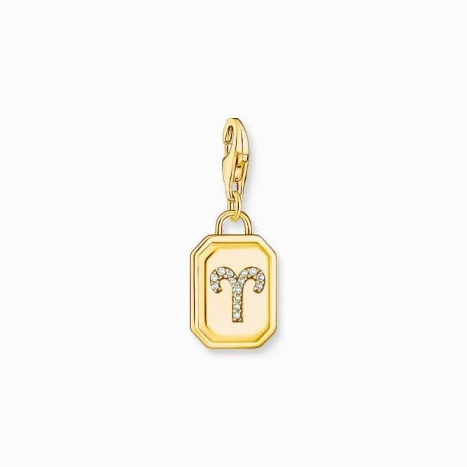 Sterling Silver Gold Plated Zirconia Zodiac Sign Aries Charm 2159-414-39