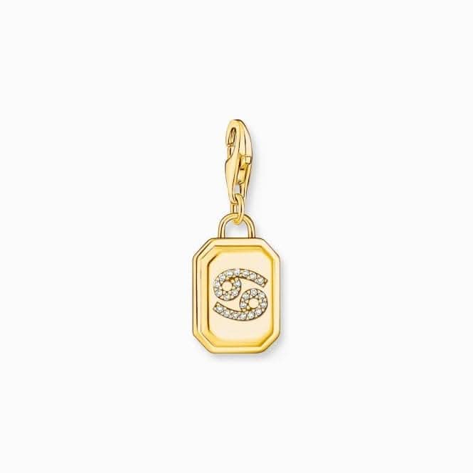 Sterling Silver Gold Plated Zirconia Zodiac Sign Cancer Charm 2158-414-39