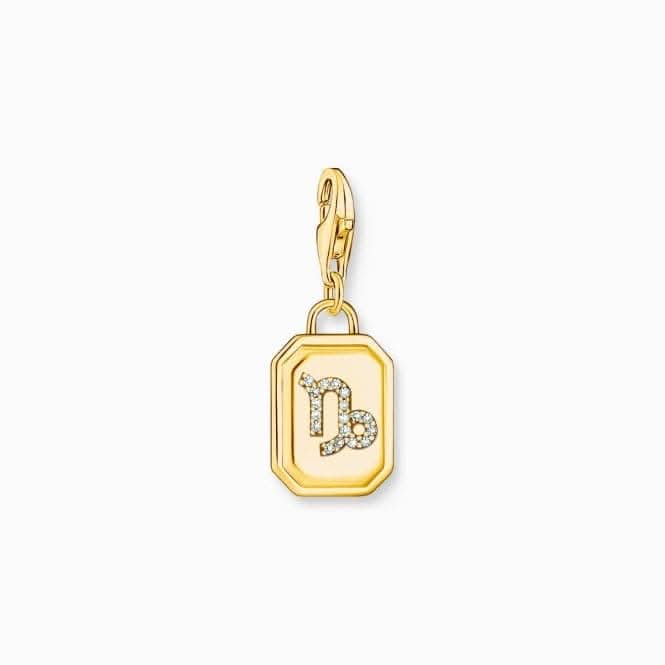 Sterling Silver Gold Plated Zirconia Zodiac Sign Capricorn Charm 2164-414-39
