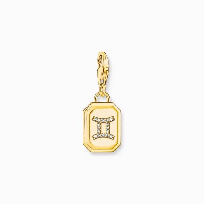 Sterling Silver Gold Plated Zirconia Zodiac Sign Gemini Charm 2157-414-39
