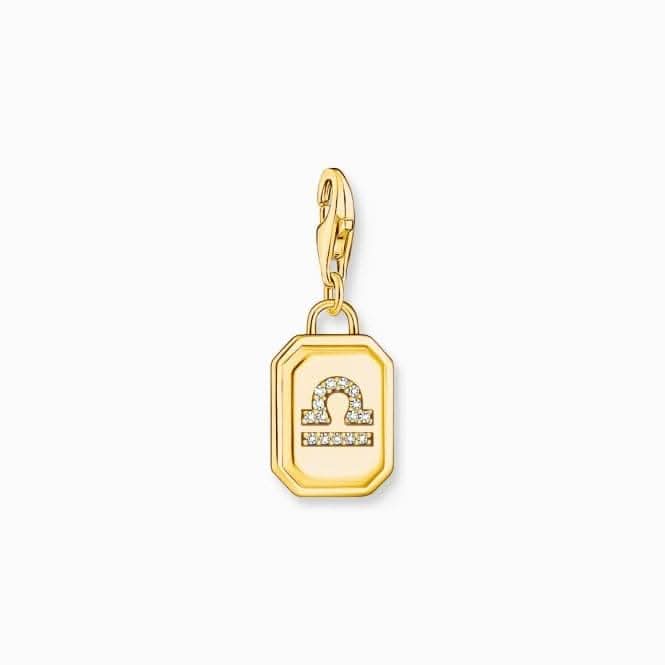 Sterling Silver Gold Plated Zirconia Zodiac Sign Libra Charm 2153-414-39