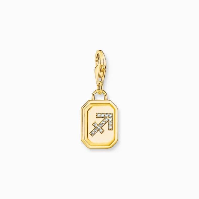 Sterling Silver Gold Plated Zirconia Zodiac Sign Sagittarius Charm 2156-414-39