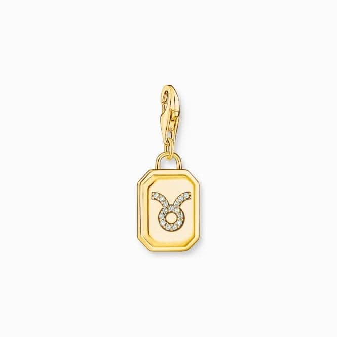 Sterling Silver Gold Plated Zirconia Zodiac Sign Taurus Charm 2163-414-39