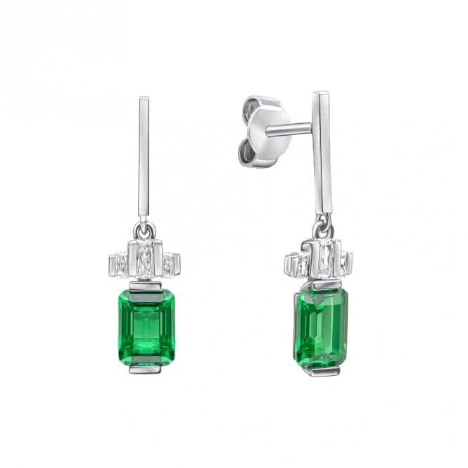 Sterling Silver Green and Clear Cubic Zirconia Earrings E6408DiamonfireE6408