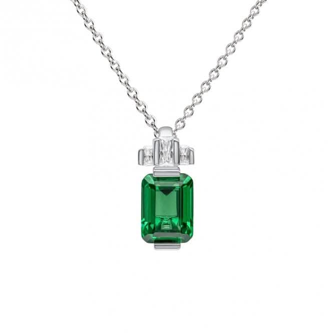 Sterling Silver Green and Clear Cubic Zirconia Pendant P5397