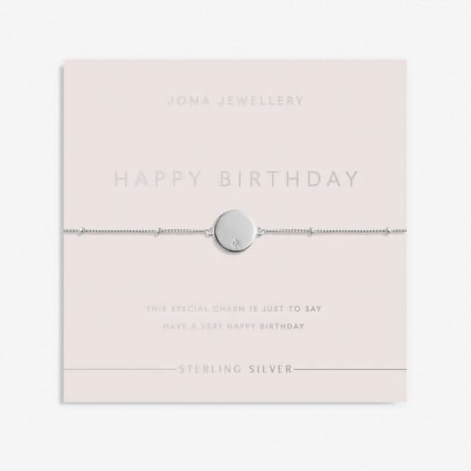 Sterling Silver Happy Birthday Disc Zirconia 16cm + 3cm Bracelet JJS0001