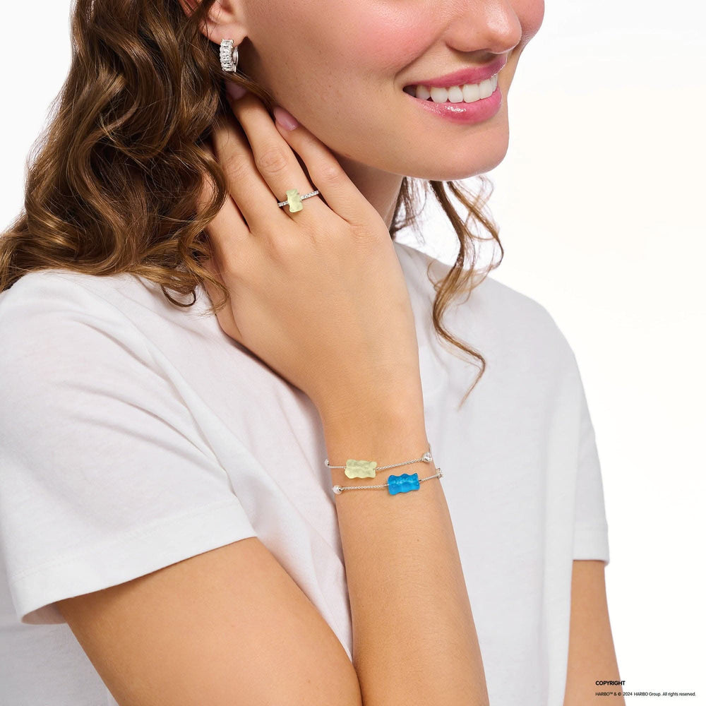 Sterling Silver HARIBO Blue Goldbears Freshwater Pearl Zirconia Bracelet A2151-052-1-L19V
