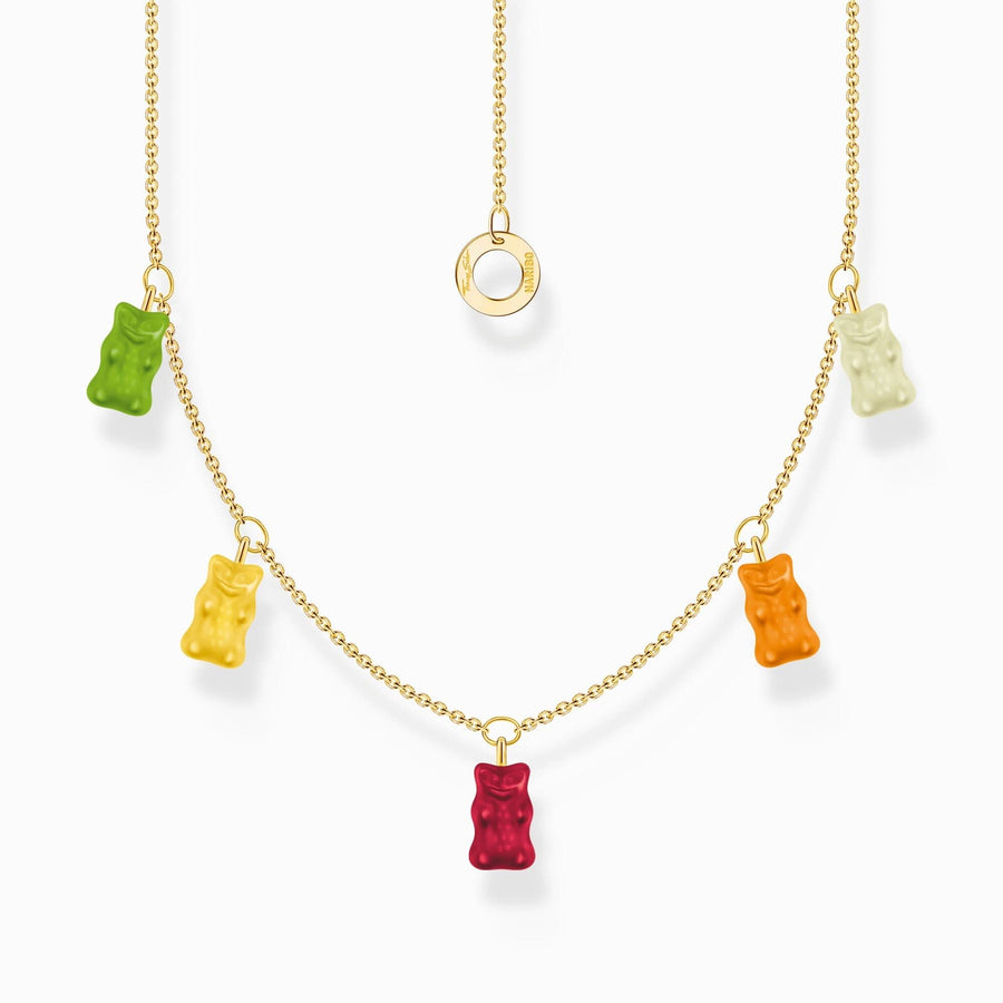 Sterling Silver HARIBO Gold Plated Colourful Goldbears Necklace KE2205-413-7-L45V