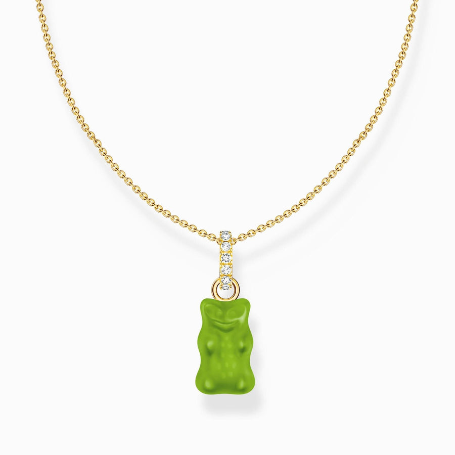 Sterling Silver HARIBO Gold Plated Zirconia Green Goldbears Necklace  KE2209-414-6-L45V