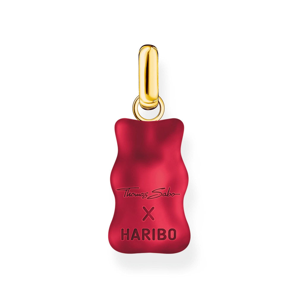 Sterling Silver HARIBO Gold Plated Zirconia Red Goldbears Pendant PE967-414-10